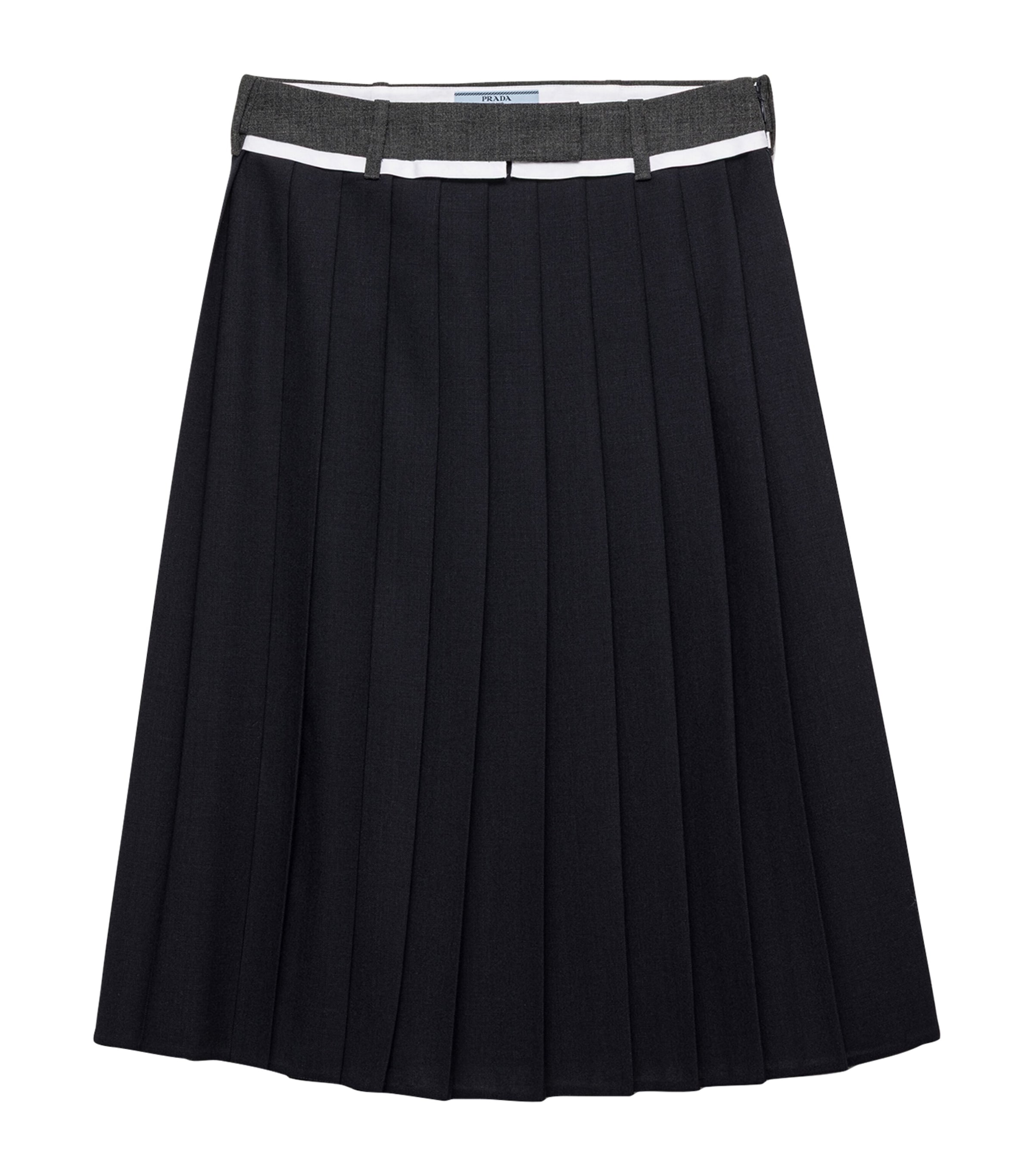Prada Womens Wool Fleece Pleated Midi Skirt