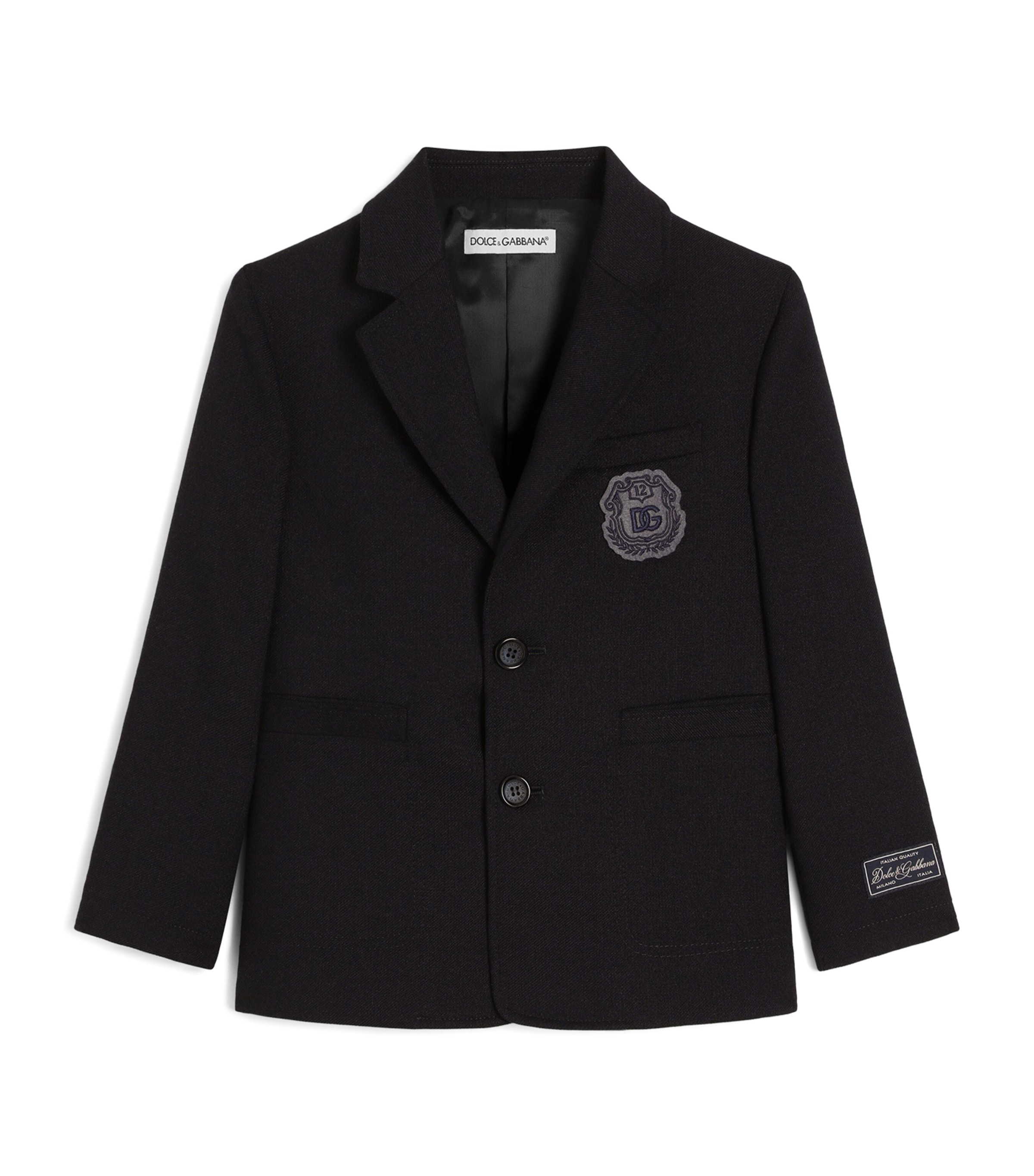Dolce&Gabbana Kids Virgin Wool Logo Jacket (8-14 Years) Light Blue Blu