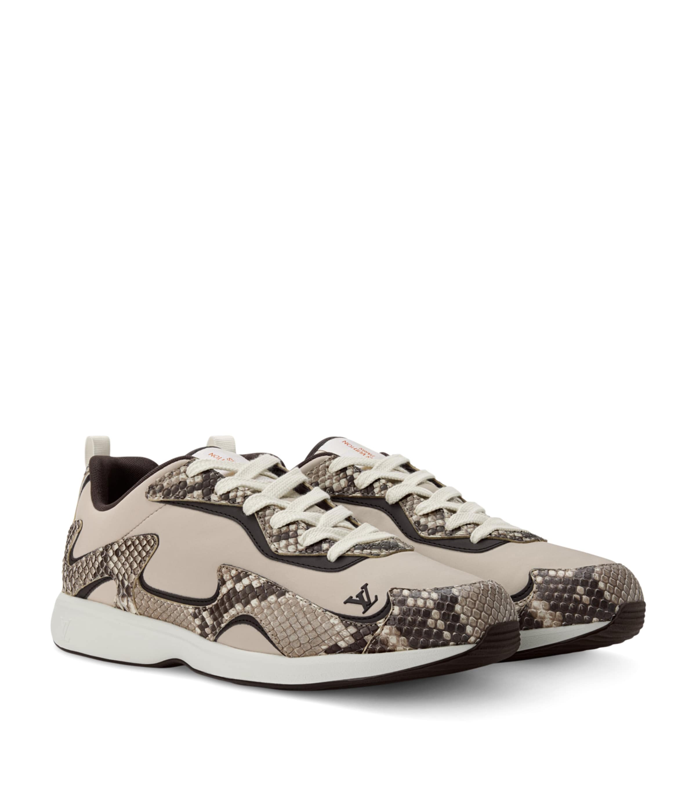 LOUIS VUITTON Python-Trimmed LV Drop 300 Sneakers Beige
