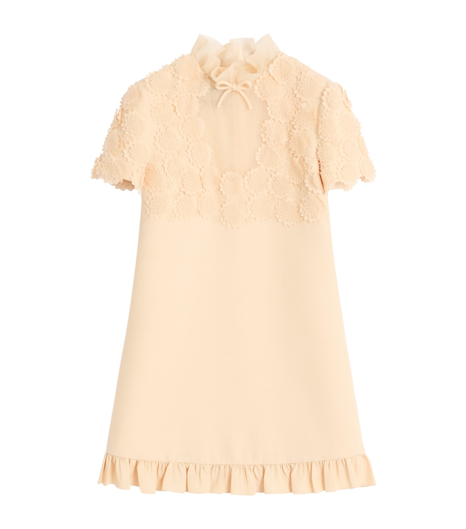 Wool-Silk Floral Lace Mini Dress