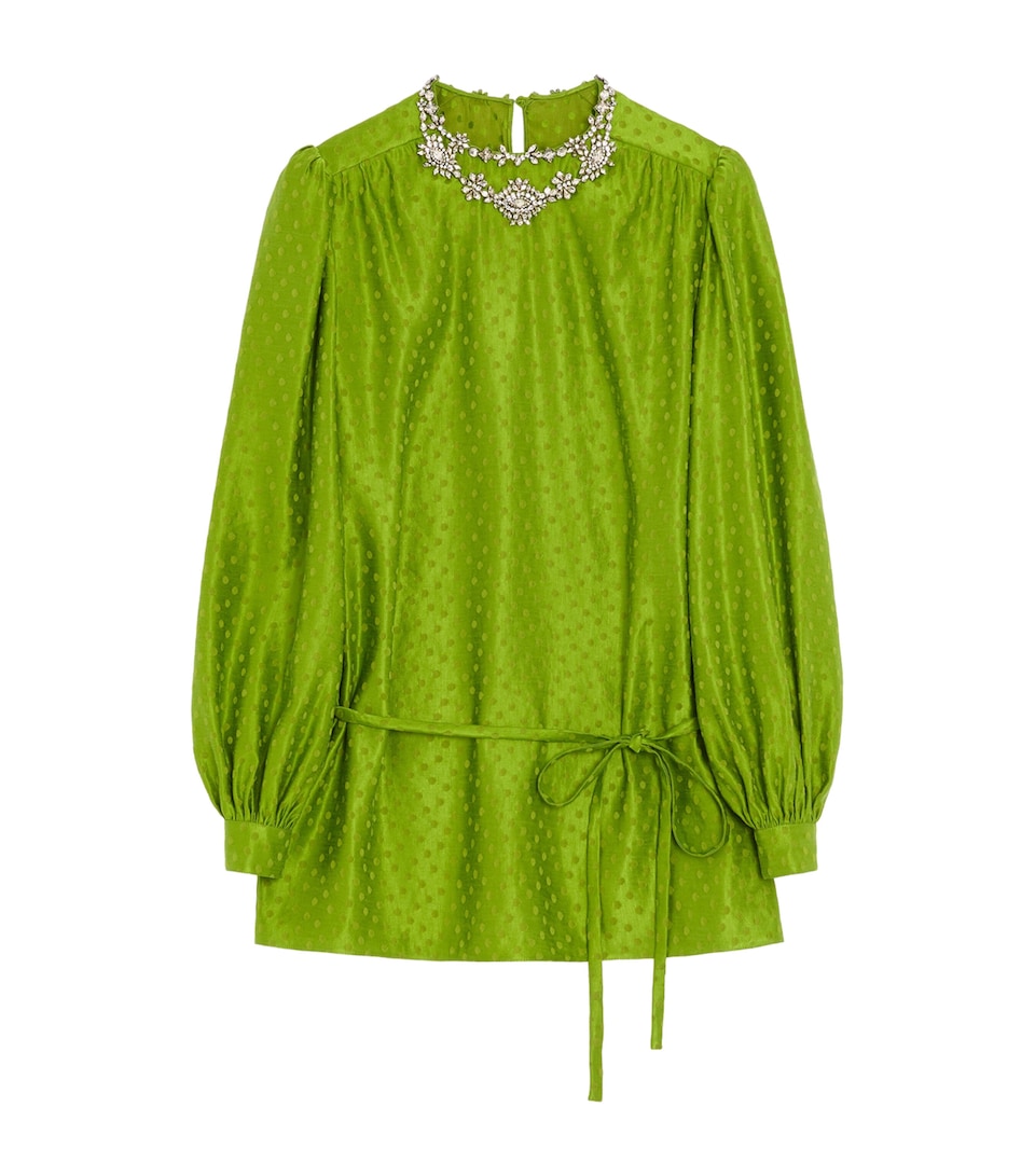 Valentino Womens Silk-Linen Plus De Pois Jacquard Top