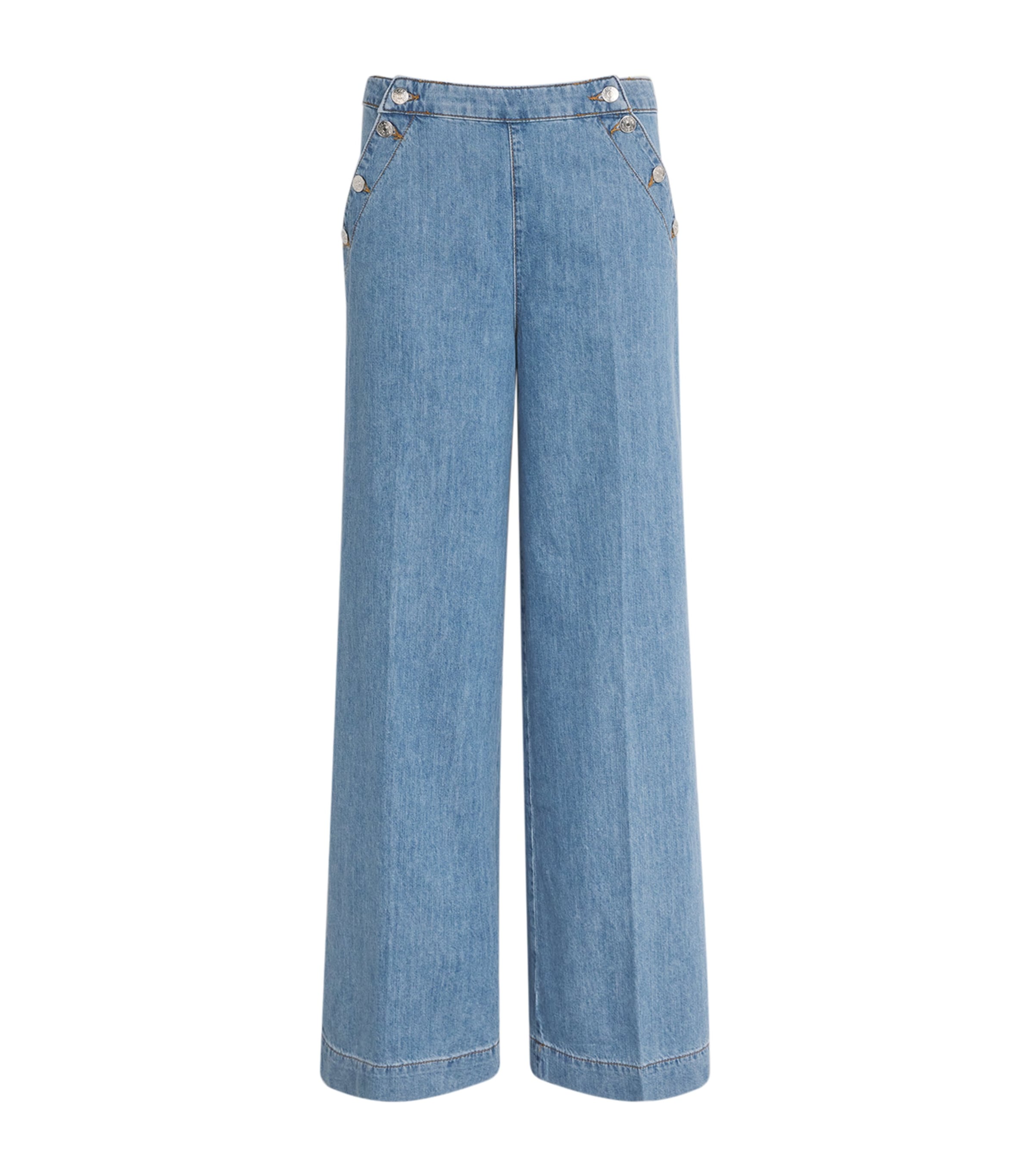 Button-Up-Panel Wide-Leg Jeans