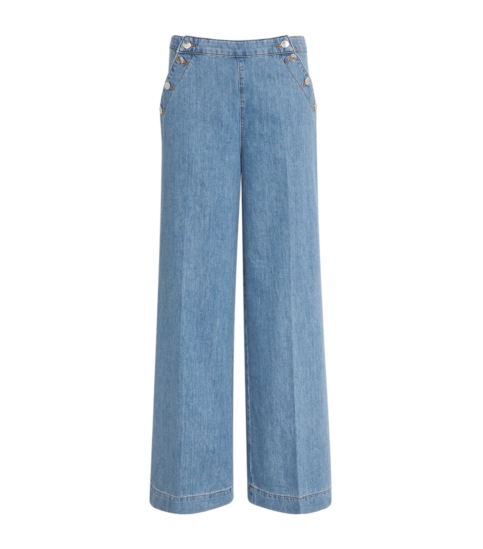 Button-Up-Panel Wide-Leg Jeans