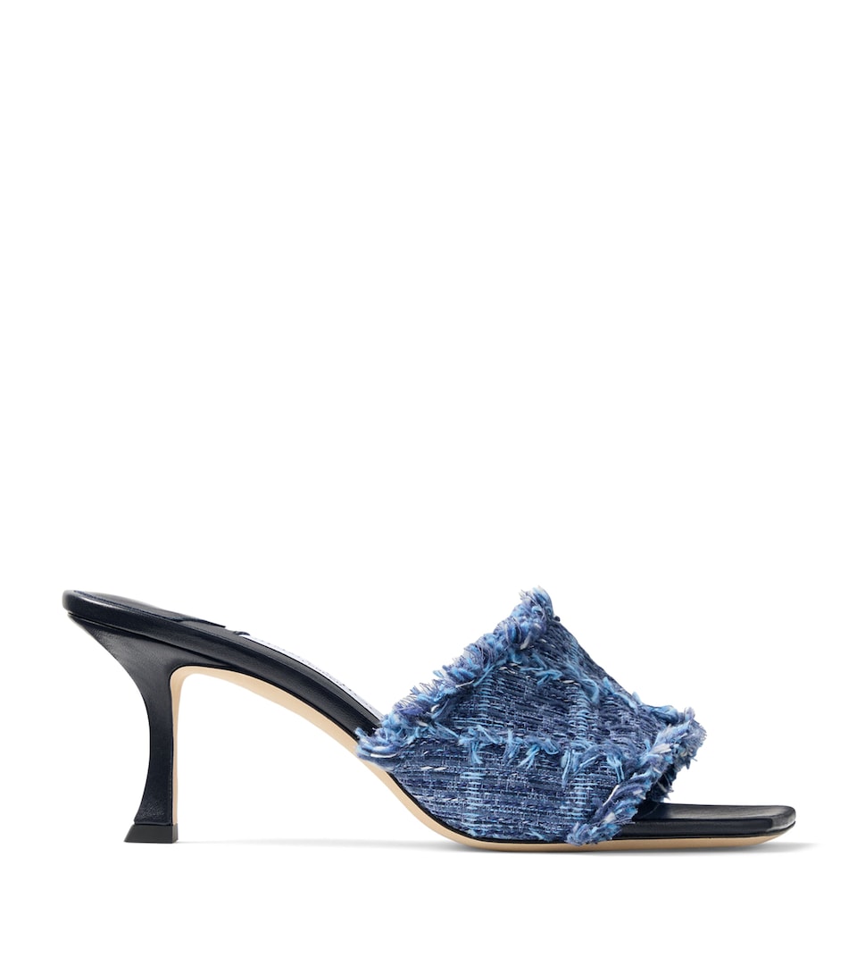 Jimmy Choo Alexia 70 Woven Heeled Mules Denim