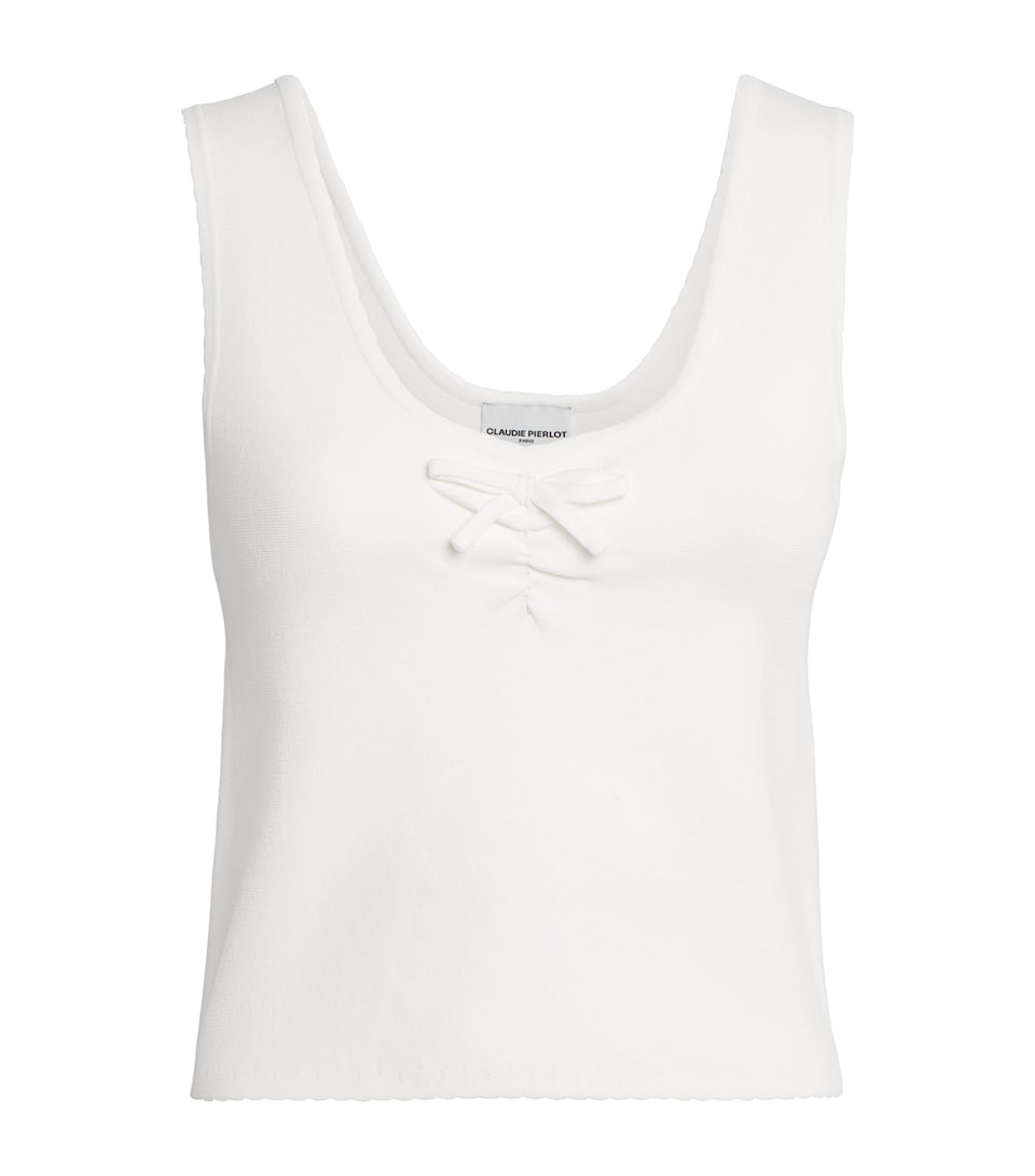 Claudie Pierlot Womens Bow-Detail Knit Tank Top Ecru