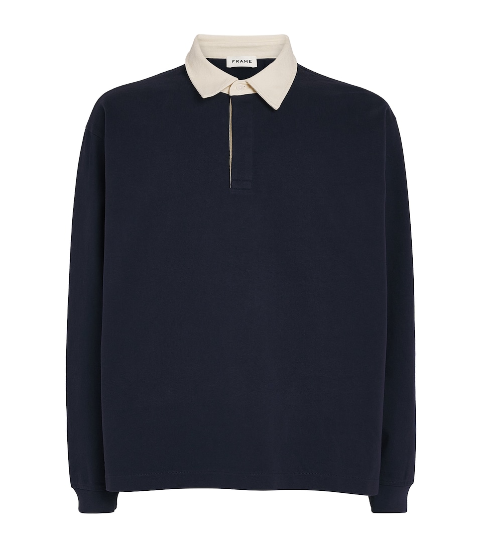 Contrast-Collar Rugby Sweatshirt