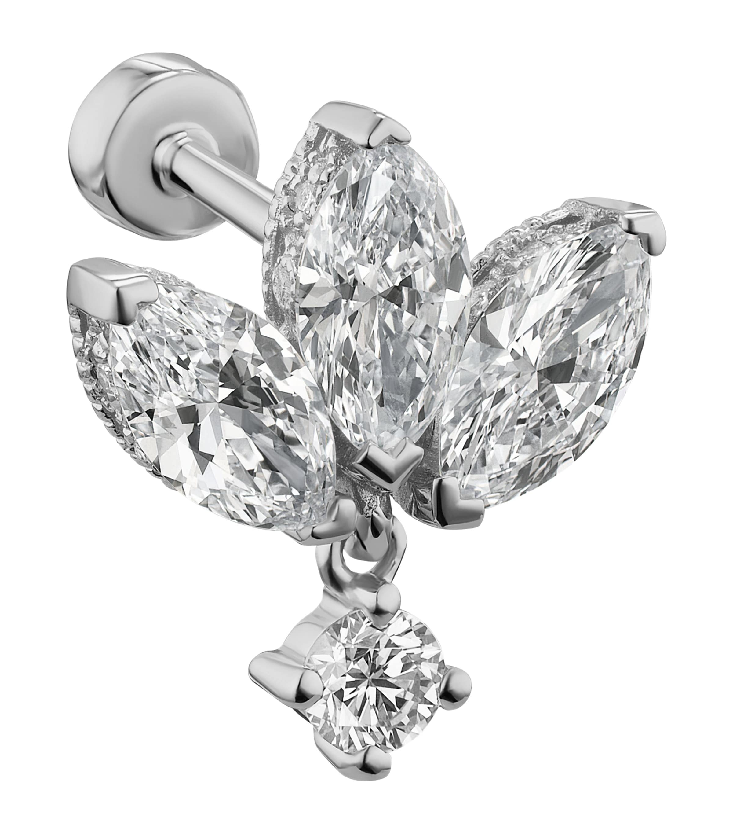 Diamond Lotus Single Stud Earring (6mm)