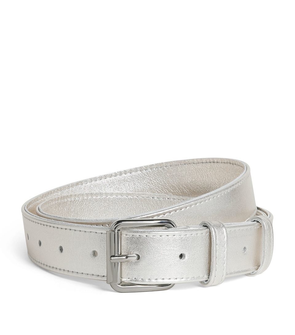 Metallic Leather Buckle Belt