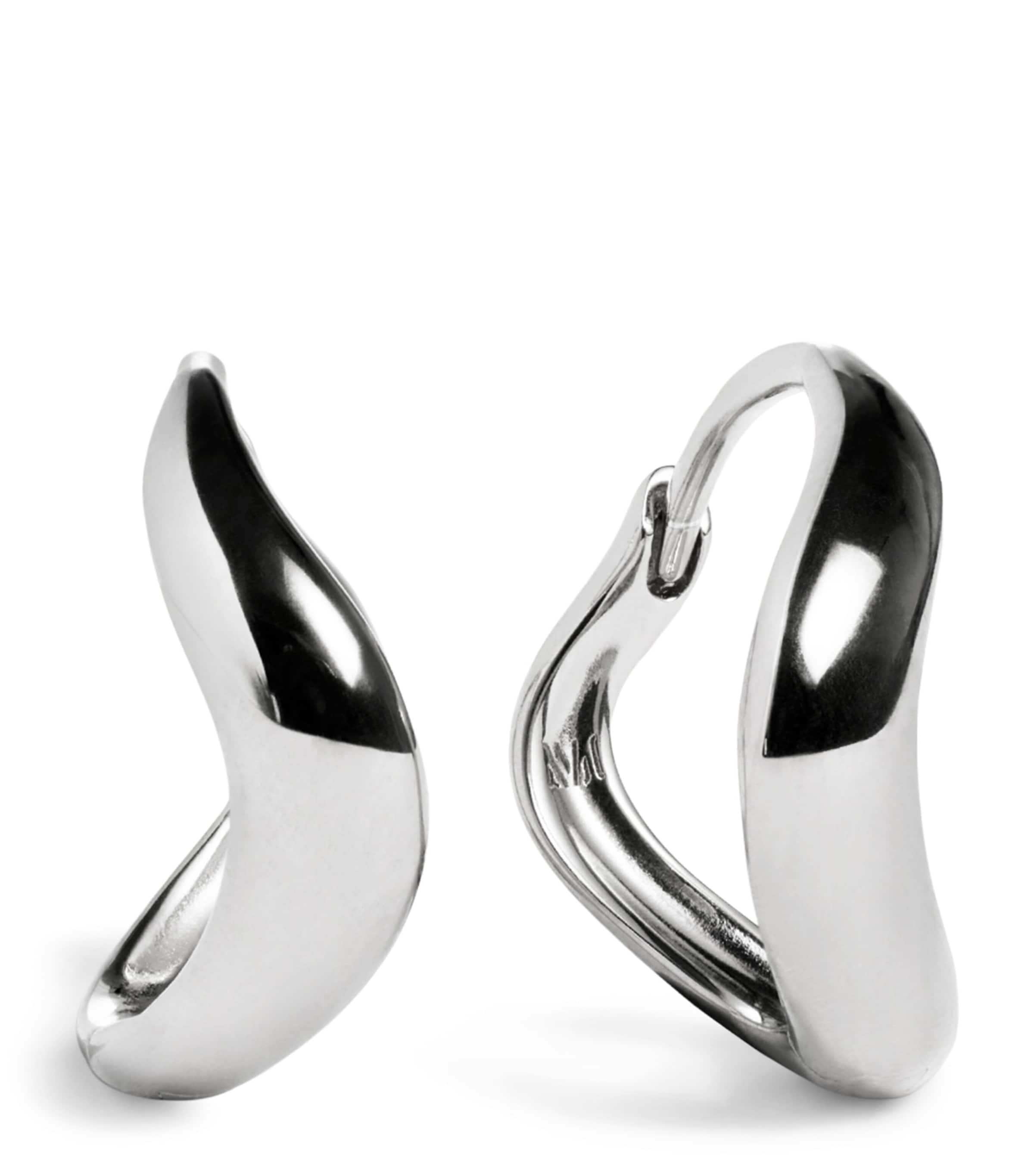 Monica Vinader Sterling Silver Swirl Huggie Earrings Silver