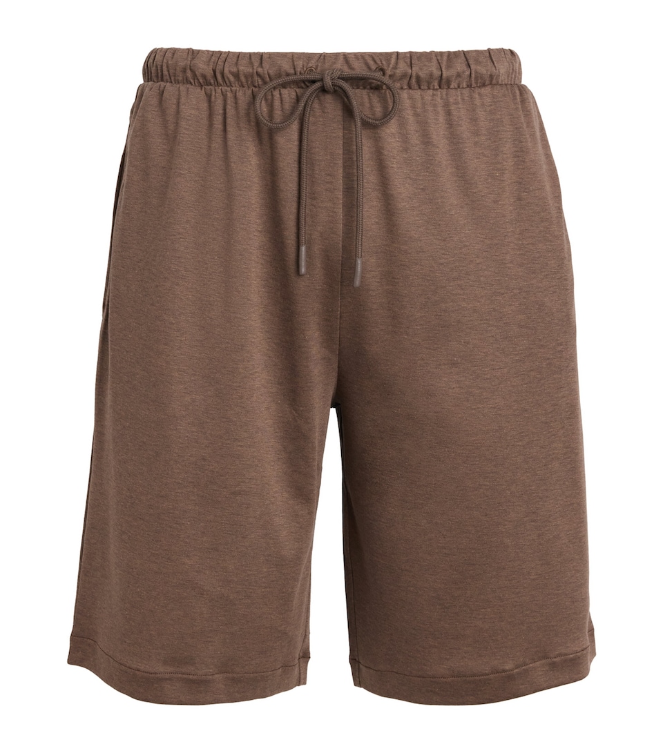 Zimmerli Mens Sea Island Cotton Pyjama Shorts Brown Melange