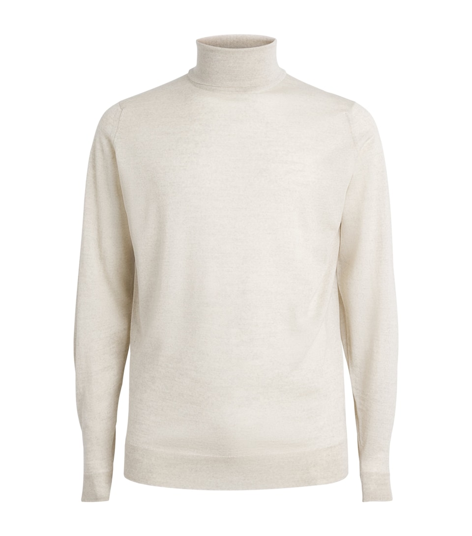 John Smedley Mens Extra Fine Merino Wool Cherwell Rollneck Sweater Grey Fleece