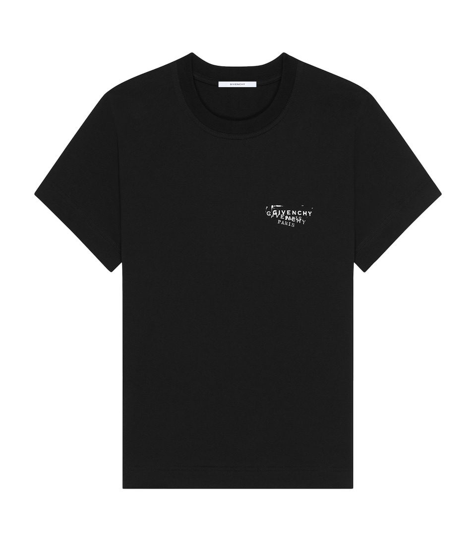 Givenchy Womens Cotton Stamp Print T-Shirt Black