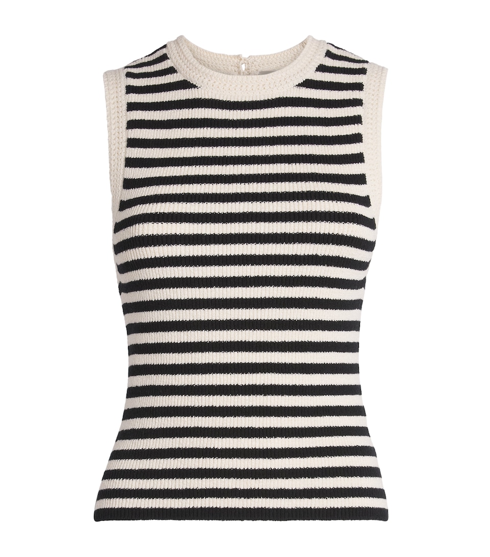 FRAME Womens Knitted Stripe Tank Top Cream Multi