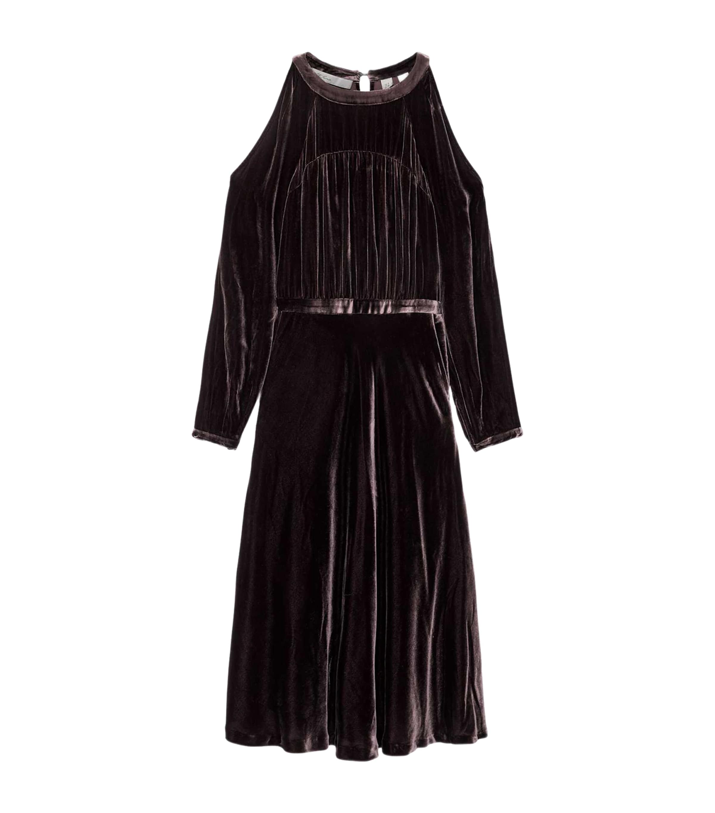 AllSaints Womens Velvet Chrissy Midi Dress Velvet Aubergine