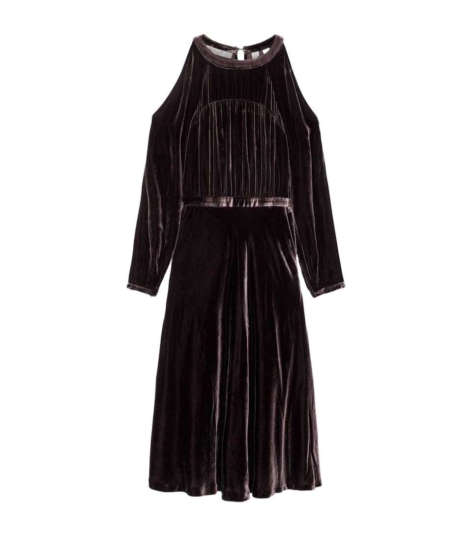 AllSaints Womens Velvet Chrissy Midi Dress Velvet Aubergine