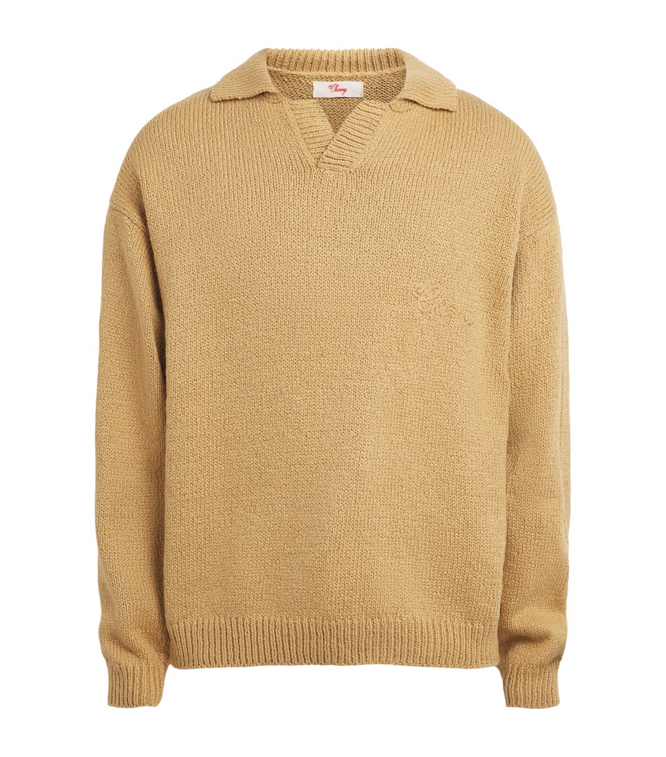 Cherry Los Angeles Mens Cotton Five Star Henley Sweater Desert Tan