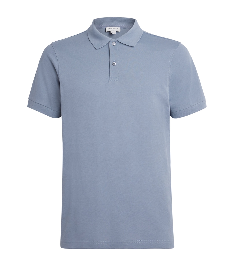 Sunspel Mens Supima Cotton Polo Shirt Powder