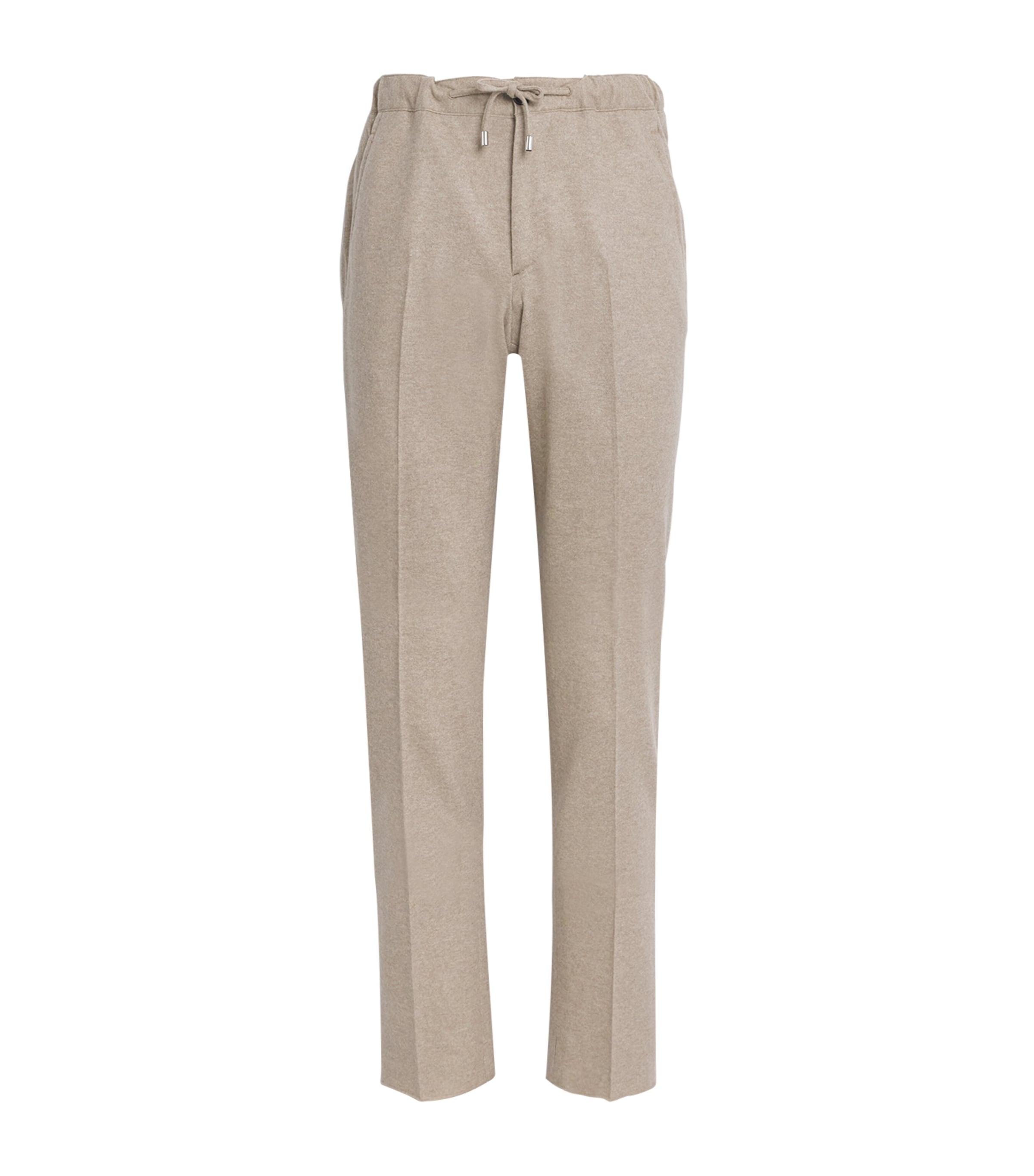 Wool-Cashmere Drawstring Straight Trousers