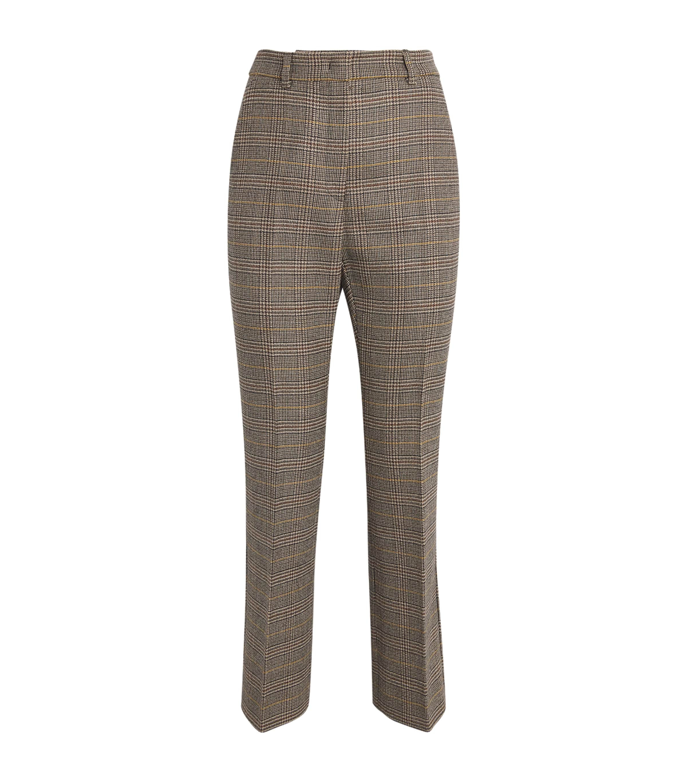 Wool Check Flared Trousers