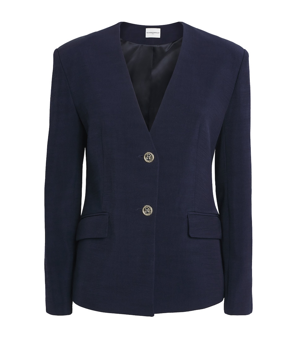 Claudie Pierlot Womens V-Neck Jacket Navy