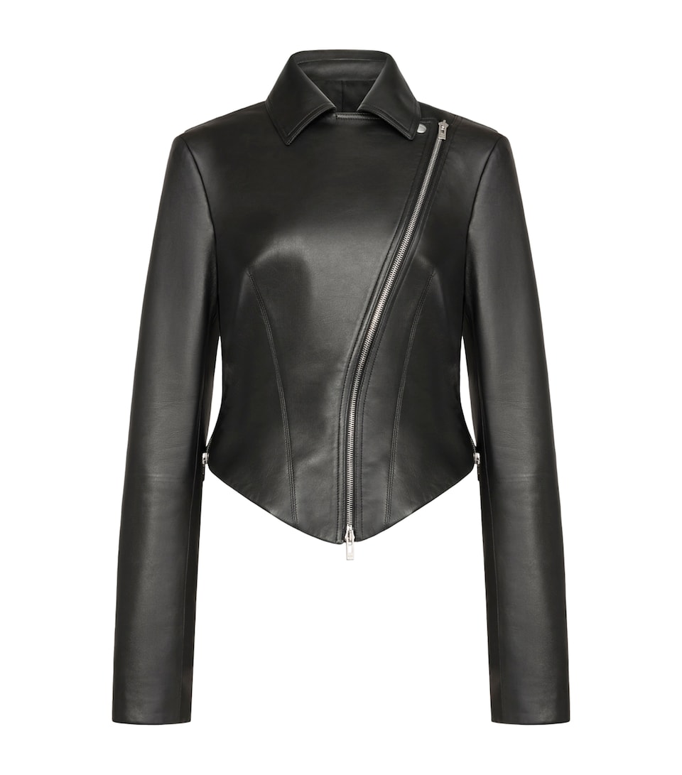 Alaïa Womens Lambskin Biker Jacket Black