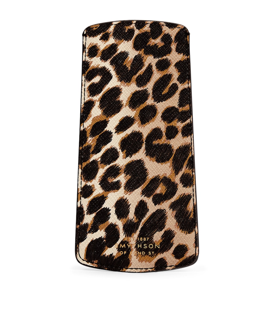 Panama Leather Leopard Print Glasses Case