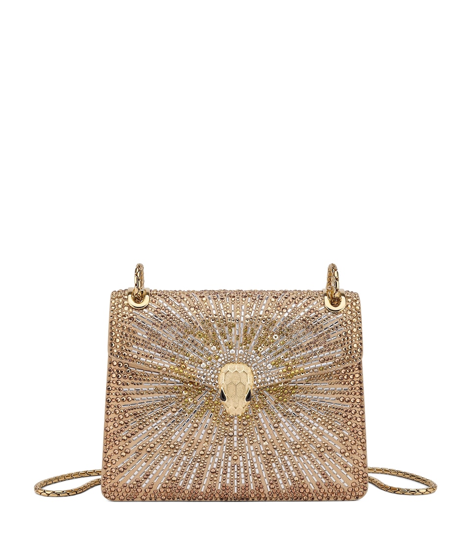 Small Crystal-Embellished Suede Serpenti Forever Day-to-Night Shoulder Bag