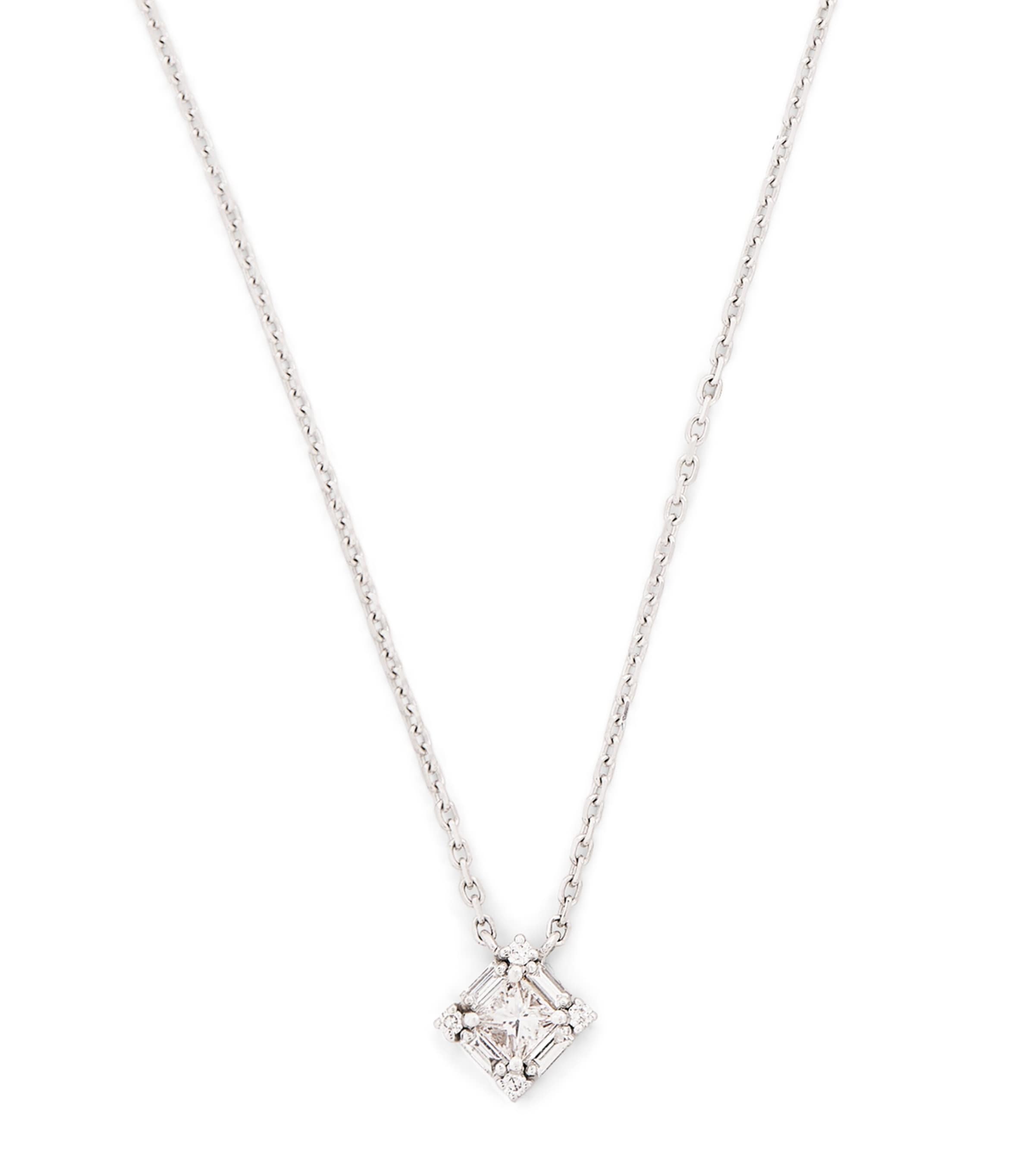 Suzanne Kalan White Gold and Diamond Mini Princess Pendant Necklace Wg/wd