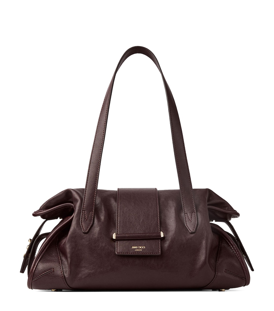 Jimmy Choo Leather Bar Holdall Bag Deep Merlot/shiny Go