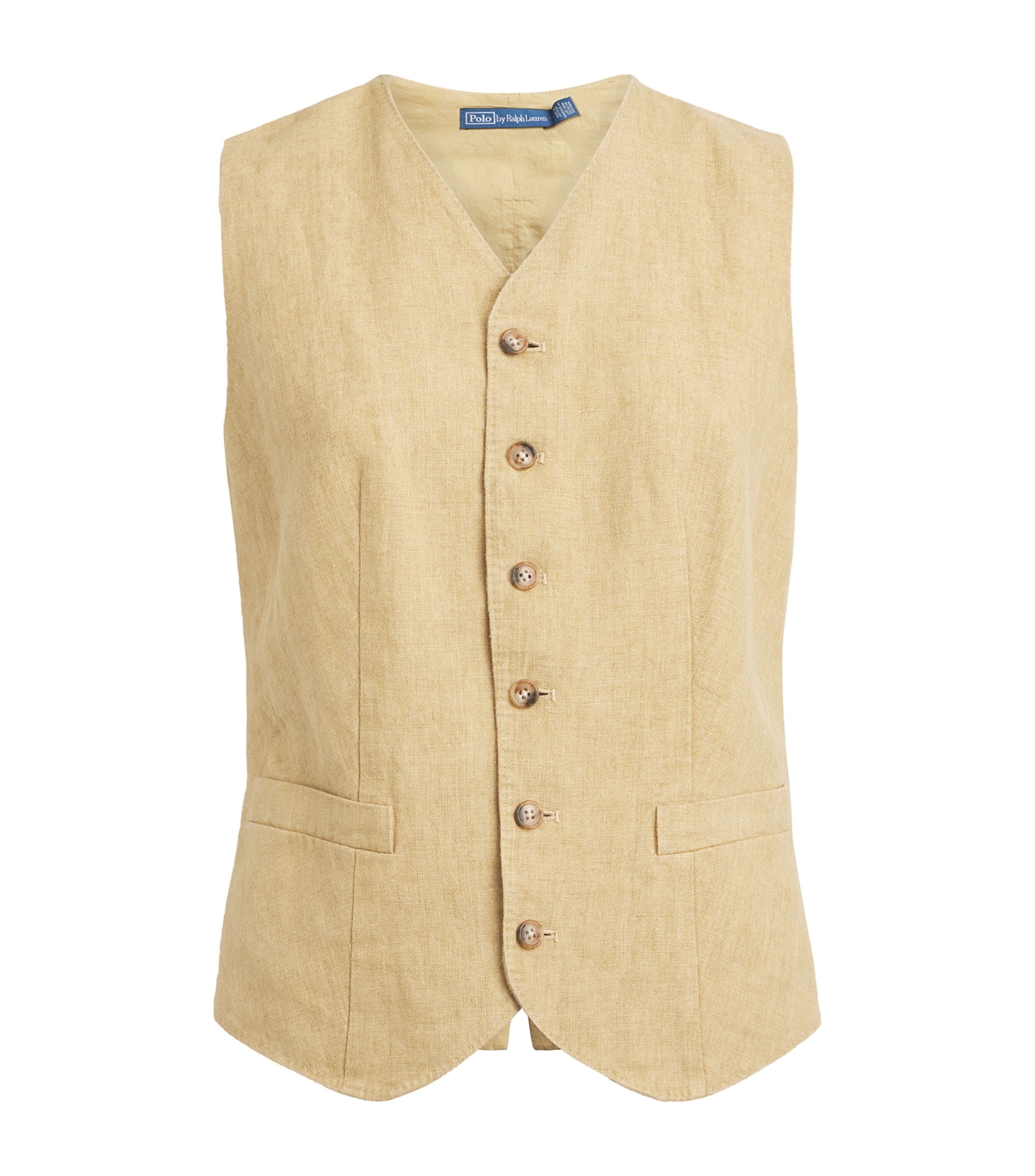 Polo Ralph Lauren Womens Linen-Blend Waistcoat Classic Camel