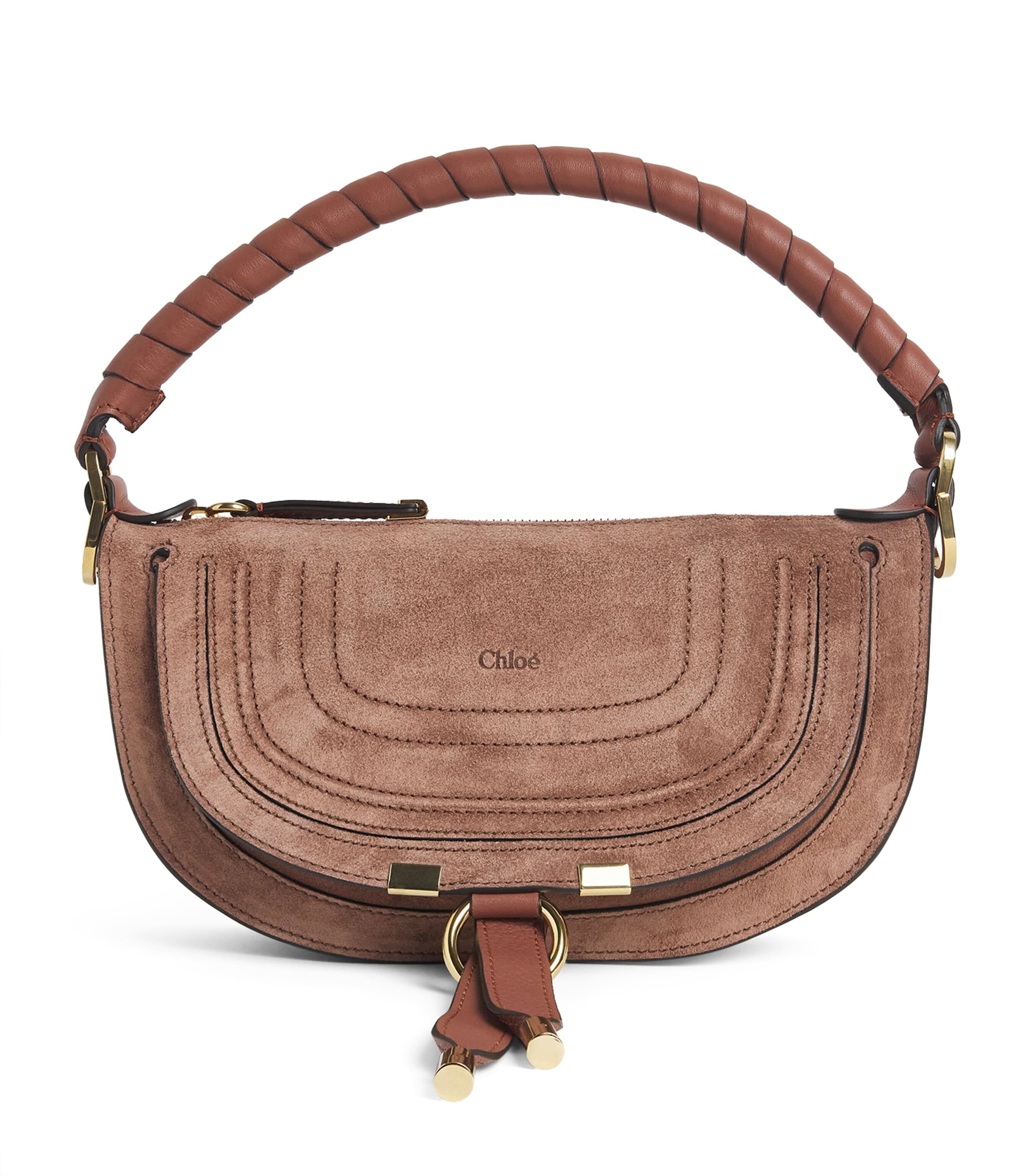 Chloé Mini Suede Marcie Shoulder Bag Blushy Brown
