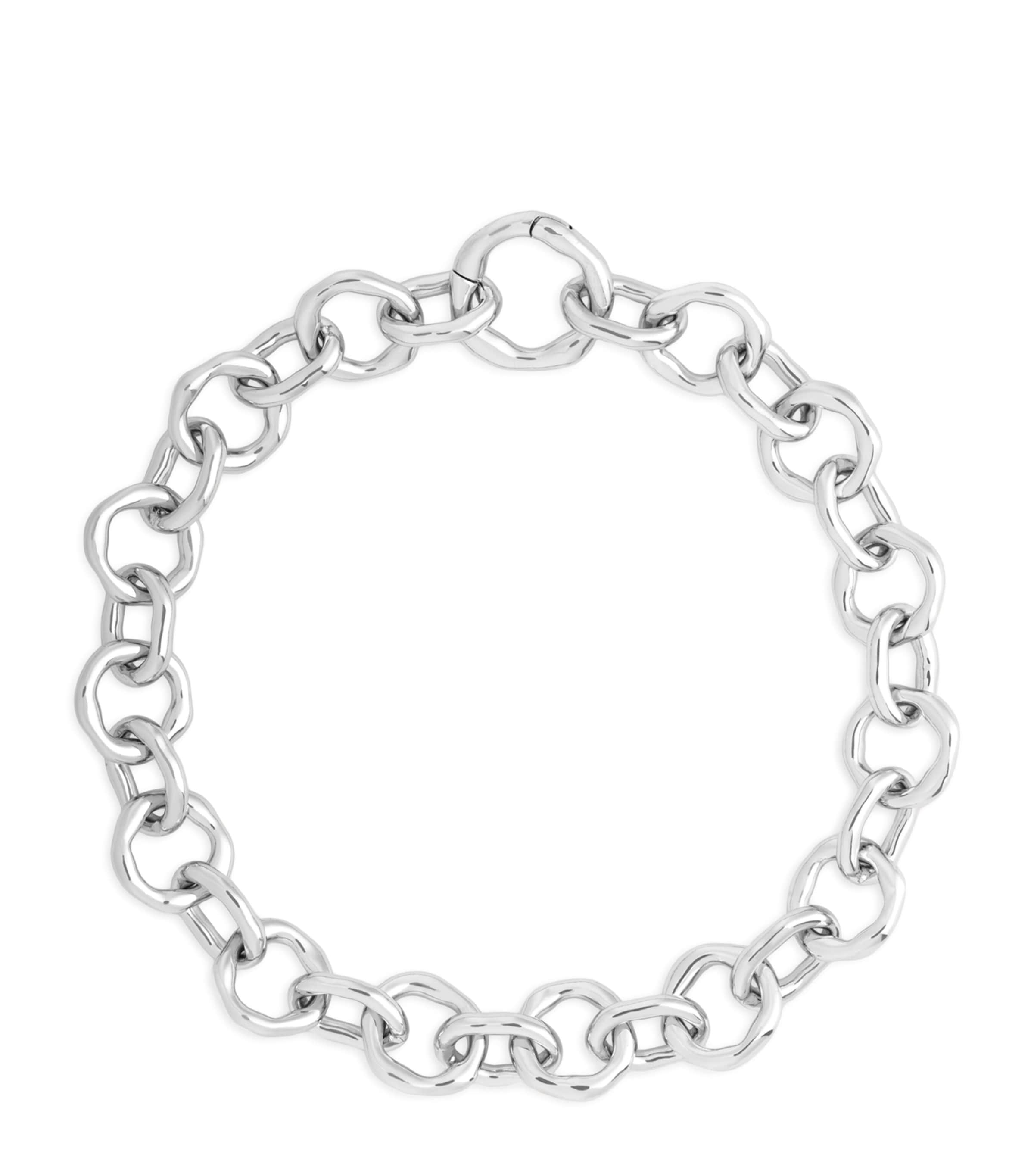 Rhodium-Plated Molten Link Chain Bracelet