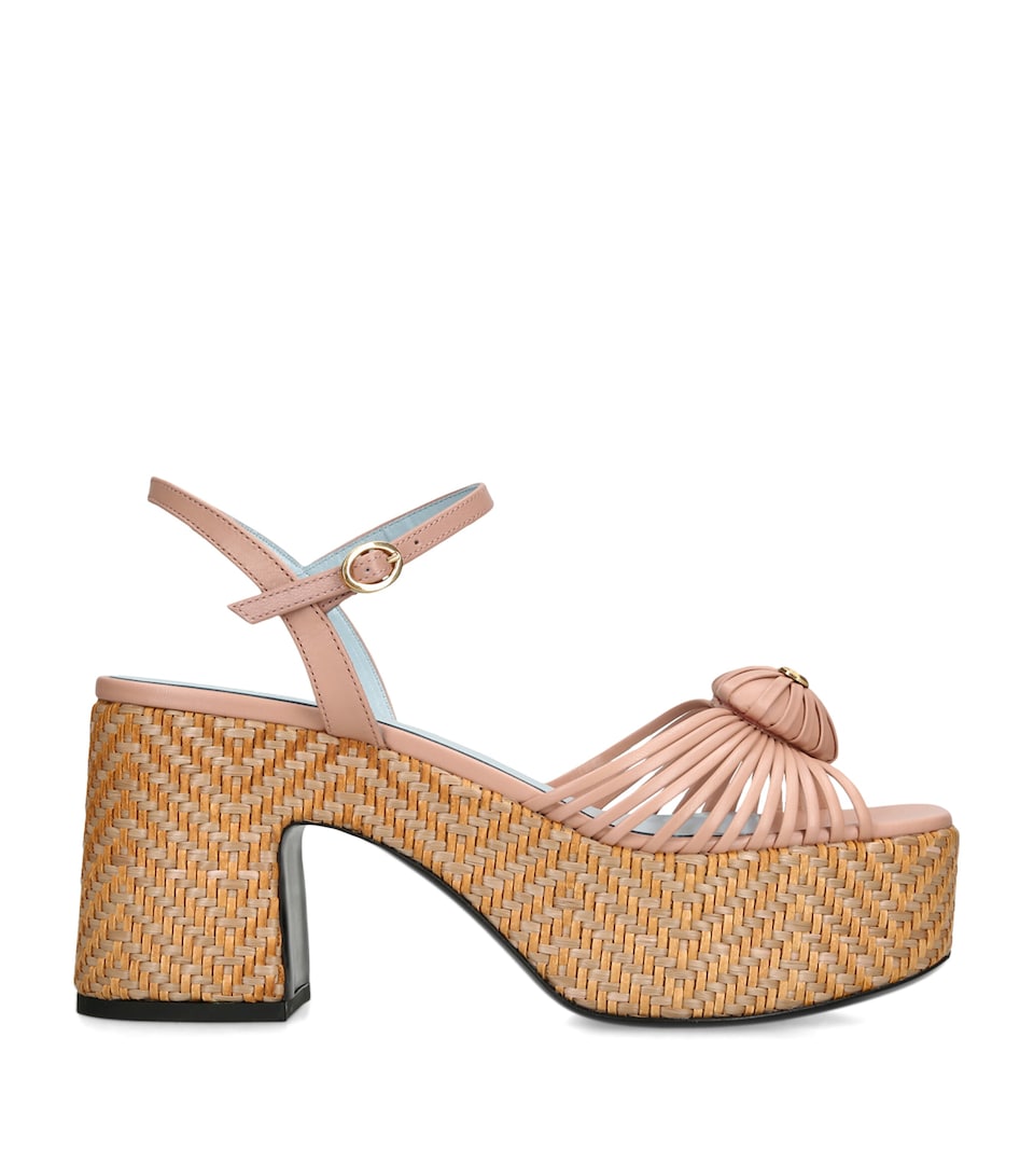 Valentino Garavani Leather Coeur Royal Platform Sandals 80 Pink Comb