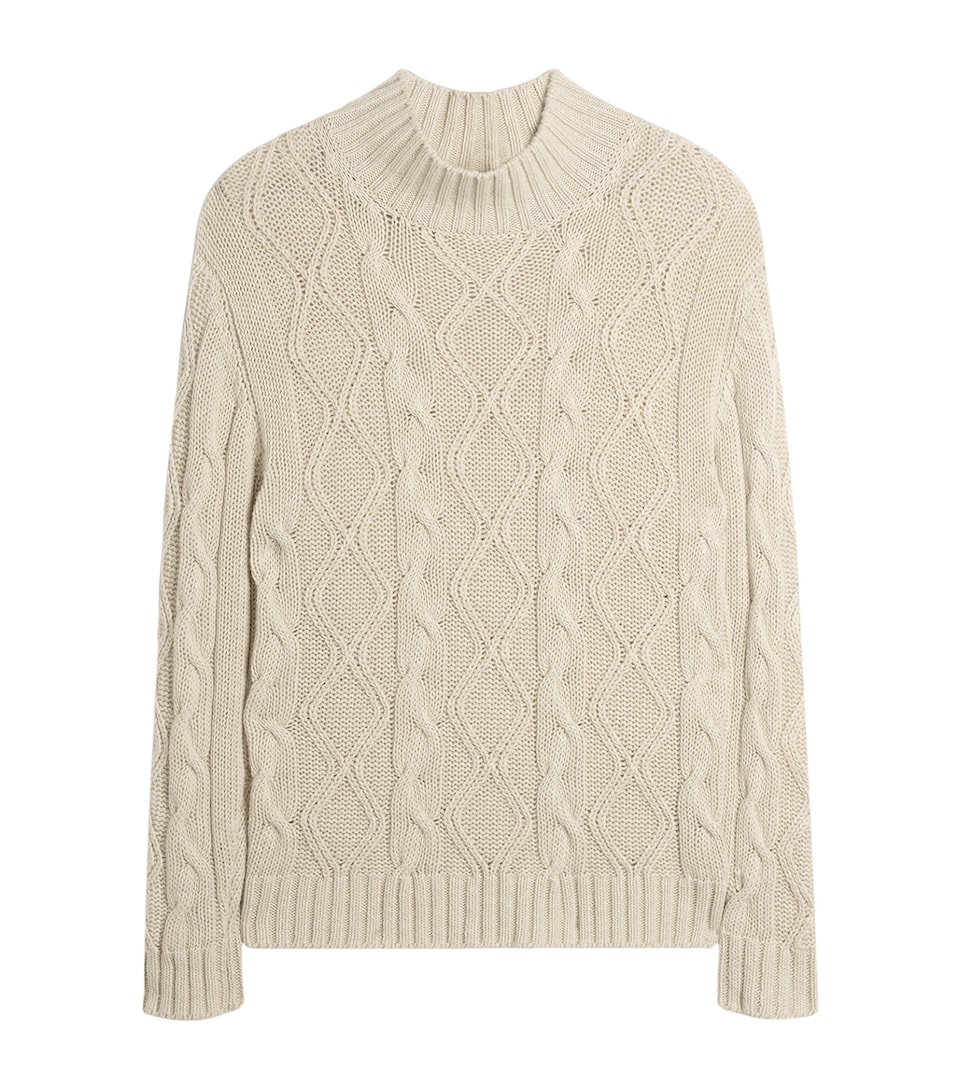 Dunhill Mens Cashmere-Blend Aran Cable-Knit Sweater