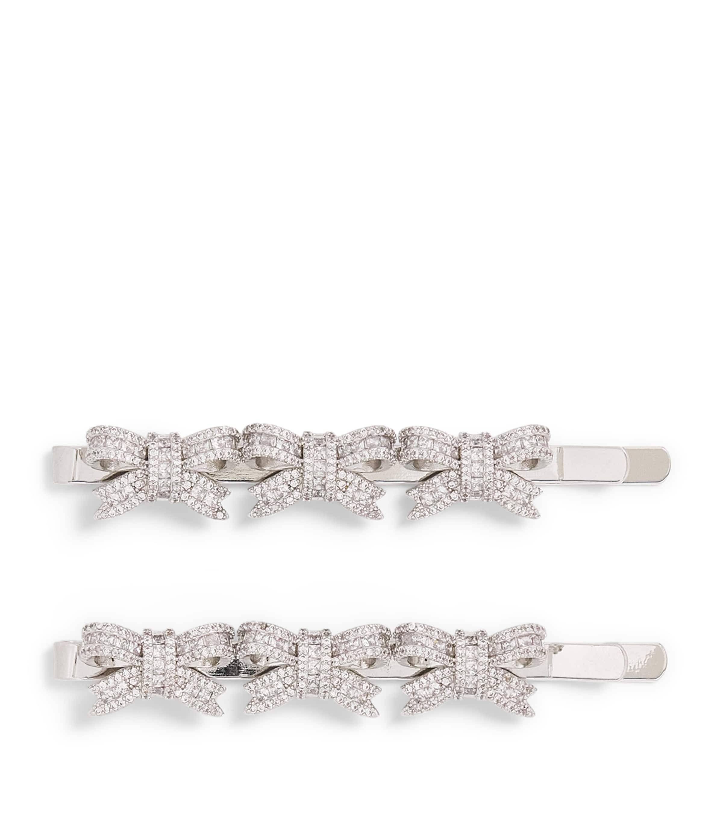 Crystal-Embellished Bow Hair Slides (Set of 2)