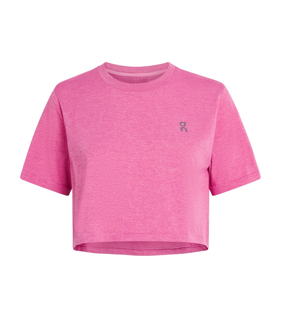 On Womens Train Flex Crop T-Shirt Bubblegum Heather