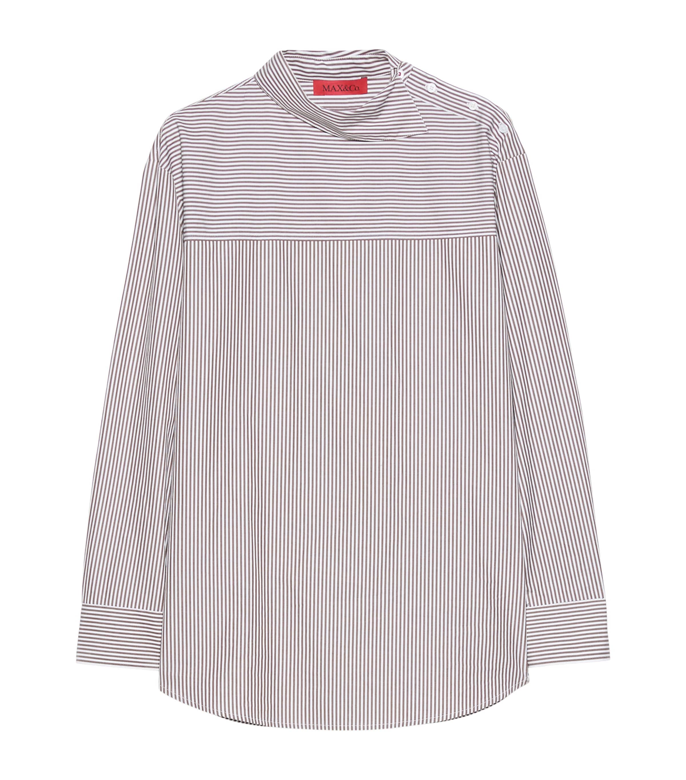 MAX&Co. Womens Cotton Striped Shirt Brown