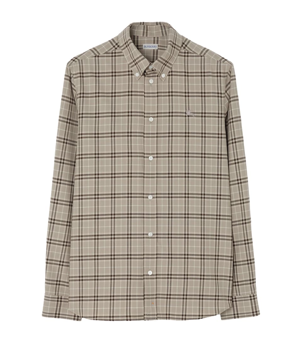 Burberry Mens Cotton Check Shirt Dove Grey Ip Check