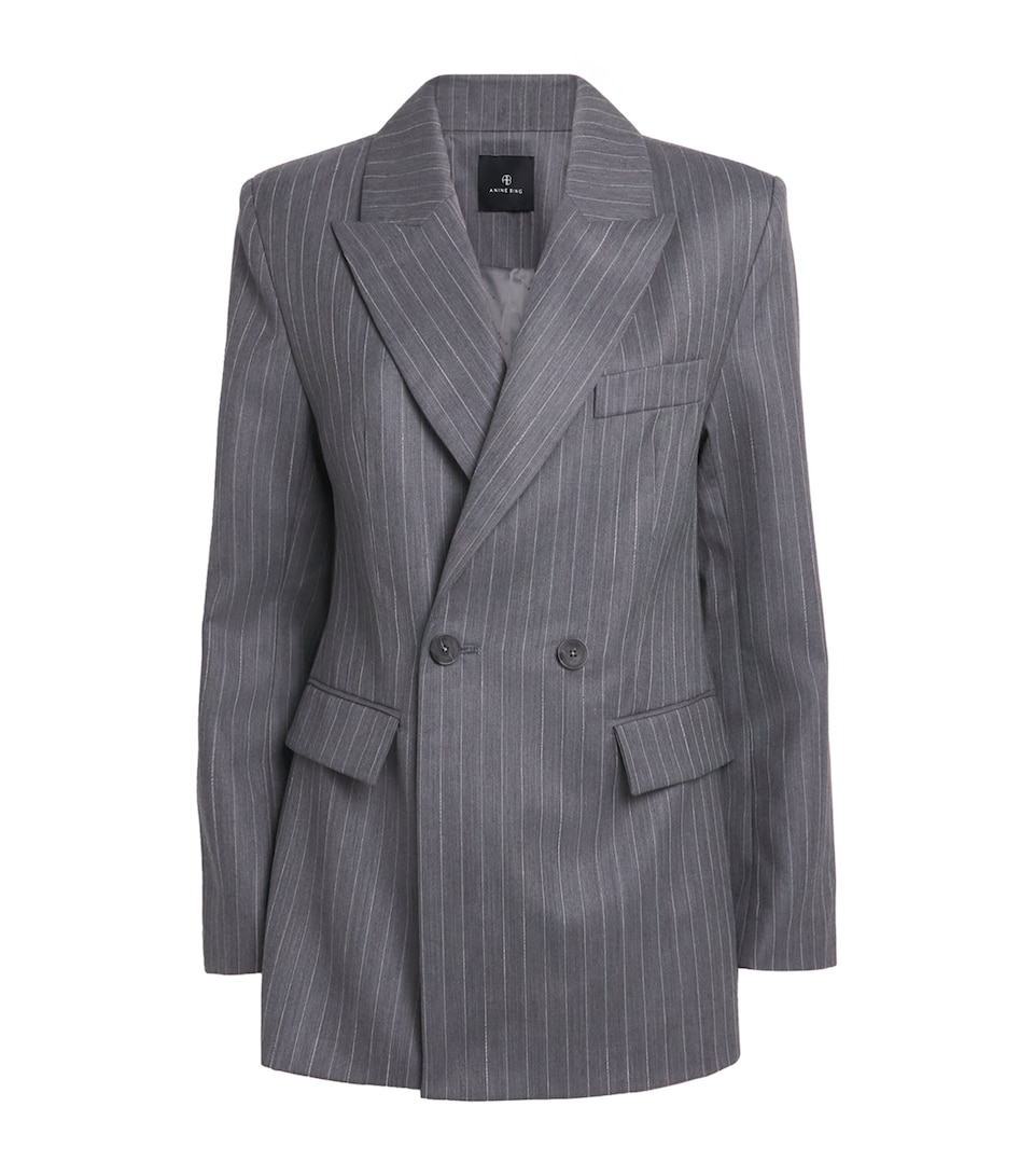 ANINE BING Womens Wool Pinstripe Tiphaine Blazer