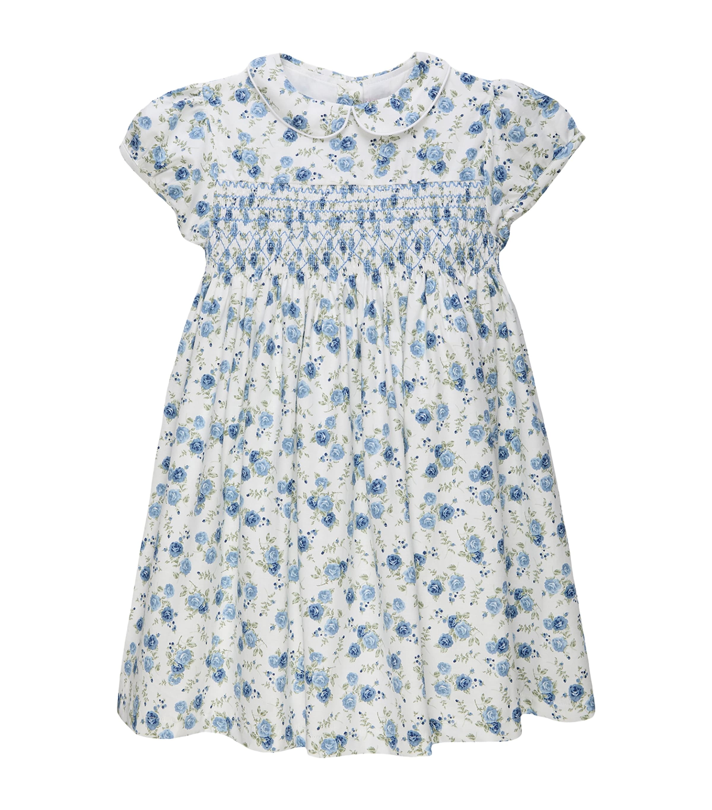 Trotters Cotton Arabella Smocked Dress (2-5 Years) Blue