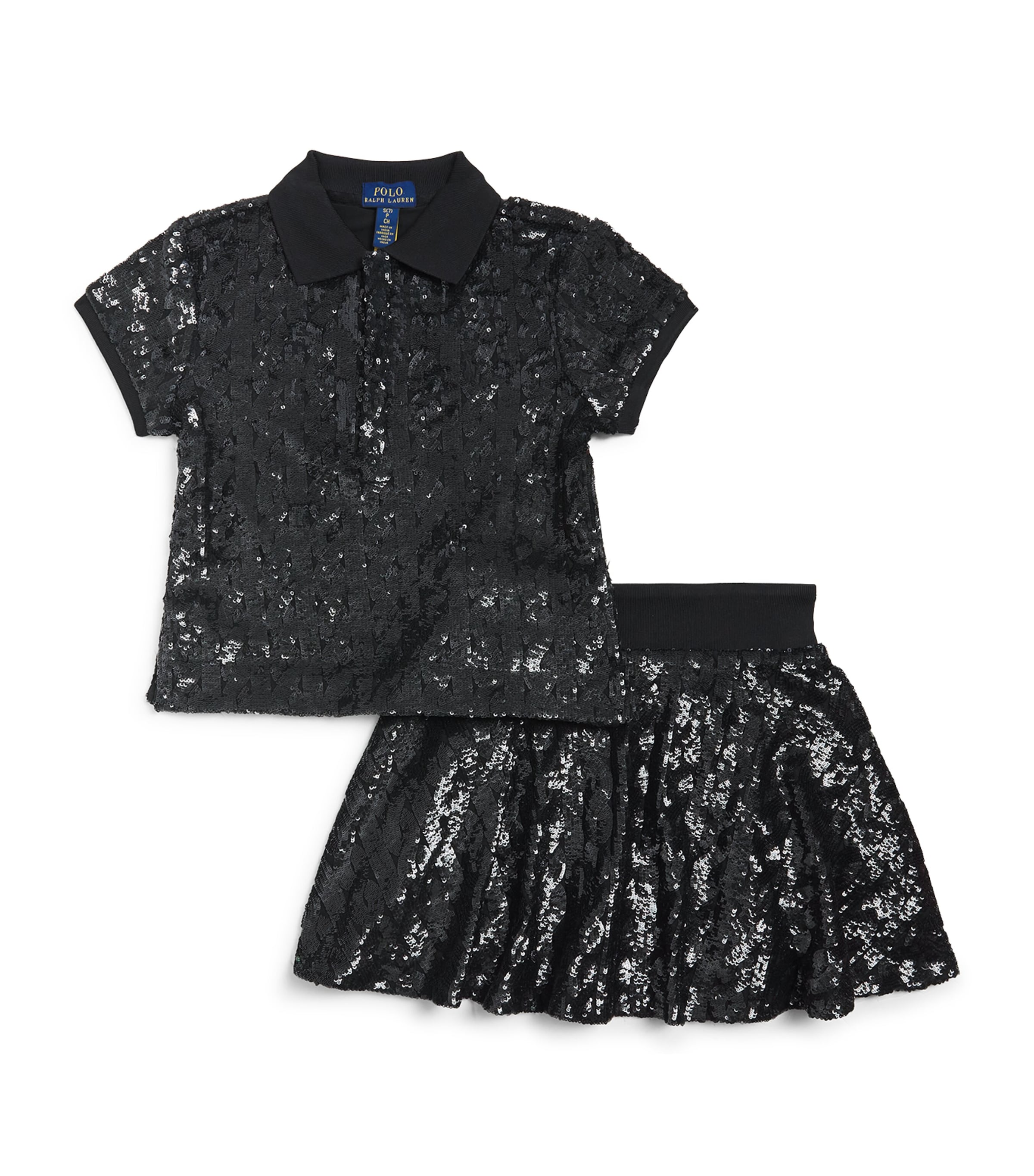 Ralph Lauren Kids Sequinned Polo Shirt and Skirt Set (7-14 Years) Polo Black