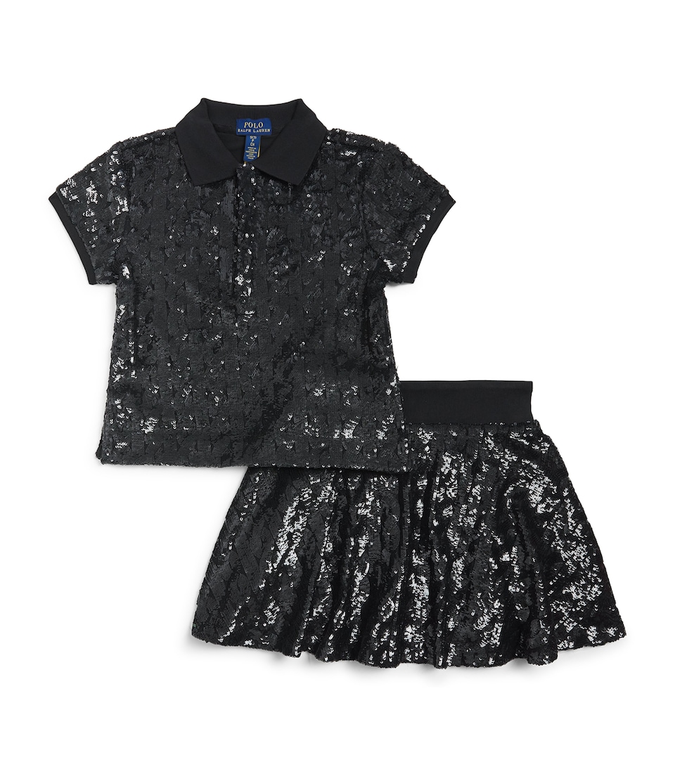 Ralph Lauren Kids Sequinned Polo Shirt and Skirt Set (7-14 Years) Polo Black