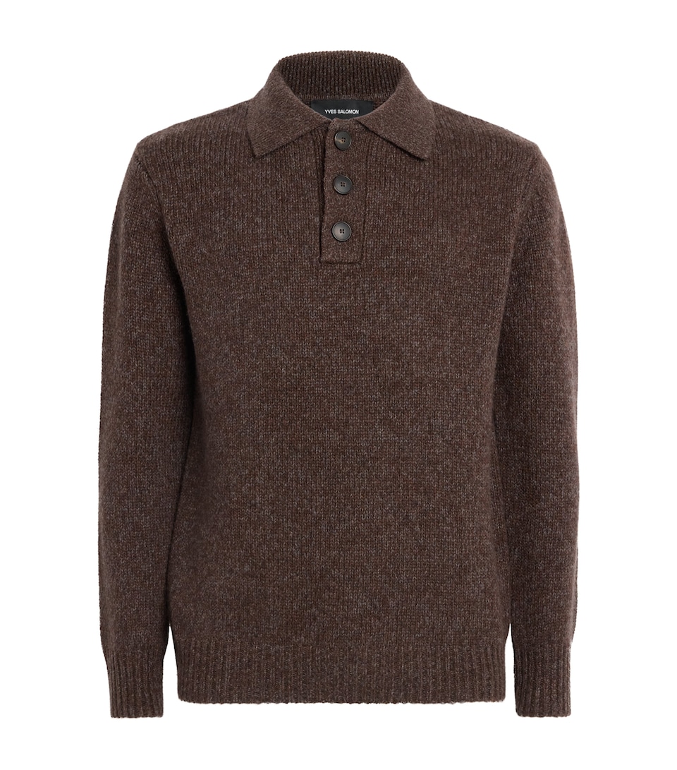 Yves Salomon Mens Cashmere Polo Sweater Corylus