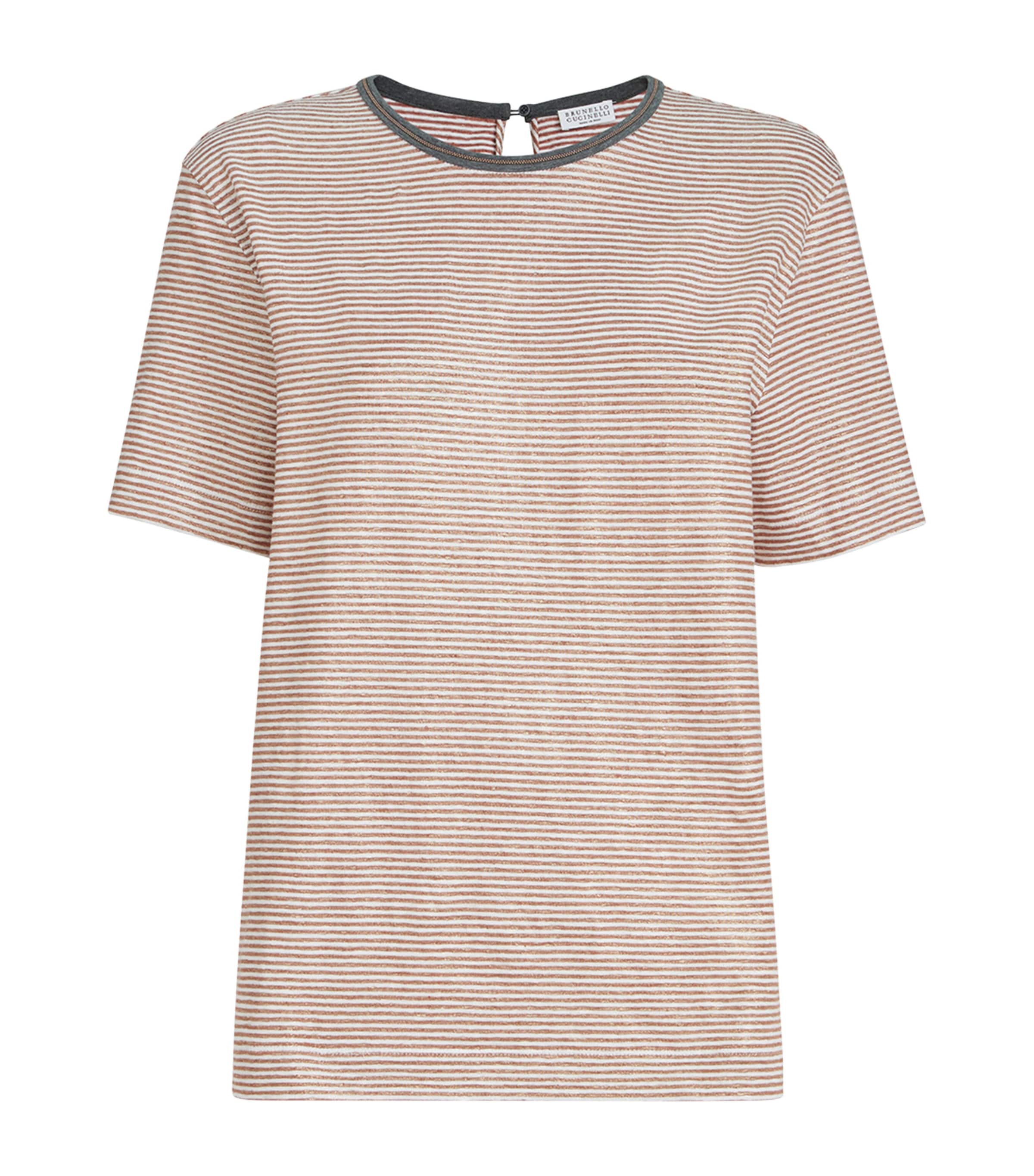 Stretch-Linen Stripe T-Shirt