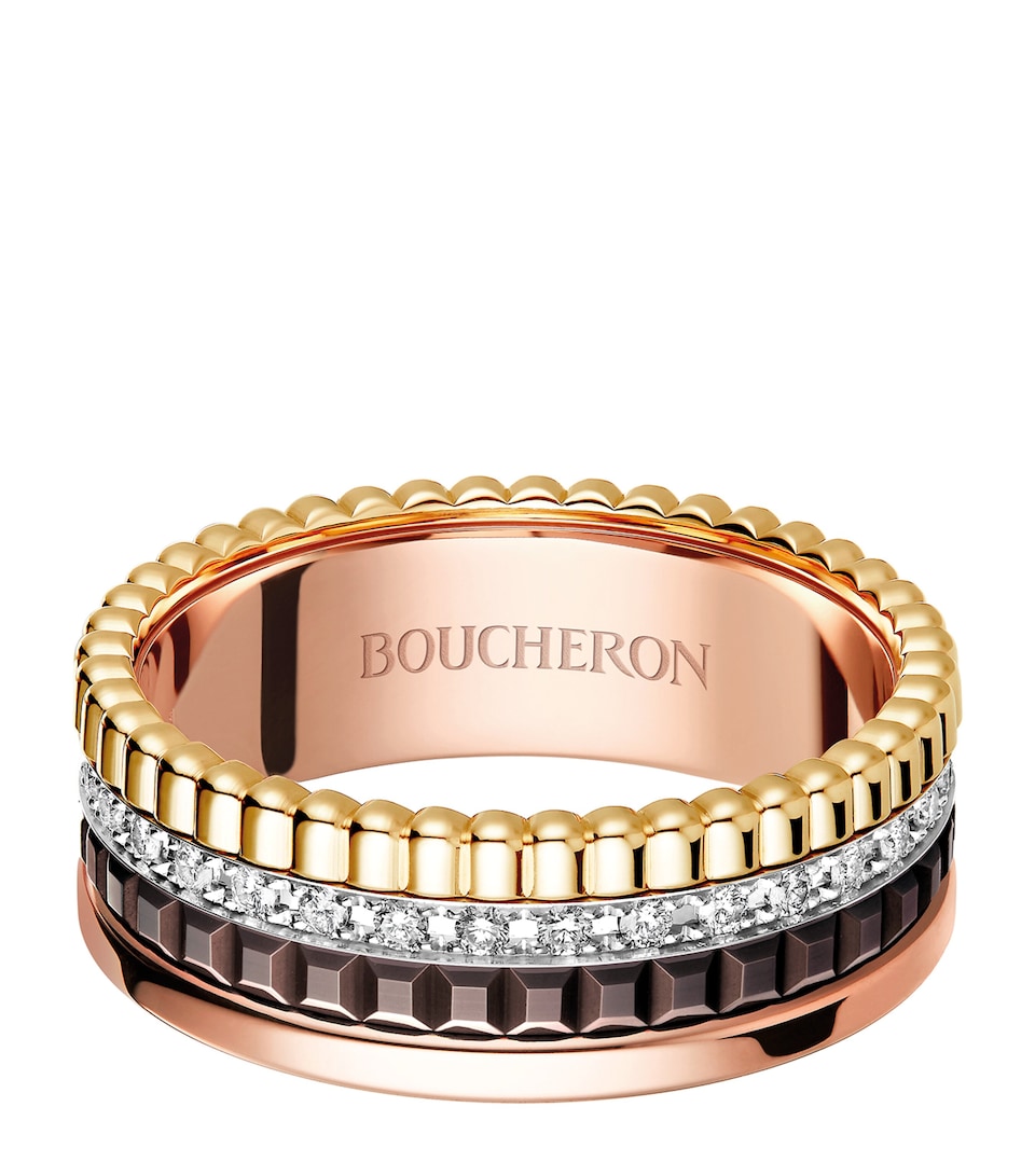Small Mixed Gold and Diamond Quatre Classique Ring