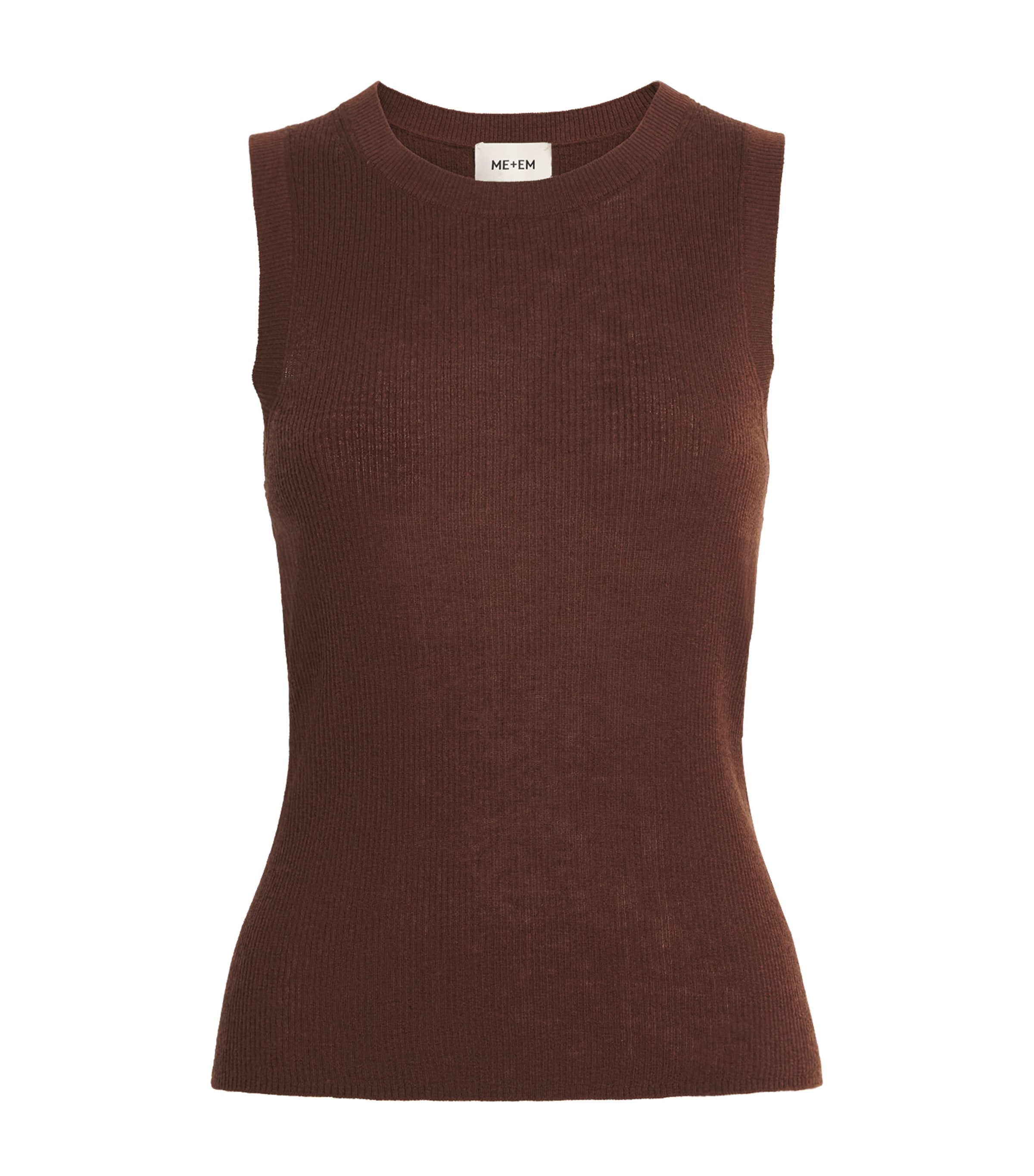 ME+EM Womens Merino Wool-Cashmere Barely There Sweater Vest Pecan Brown