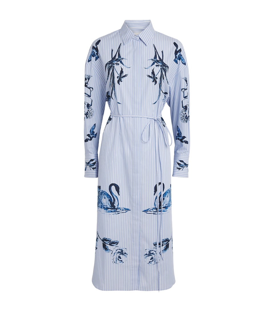 Erdem Womens Floral Stripe Midi Shirt Dress Ttoo Tl De Jy Nk Blu