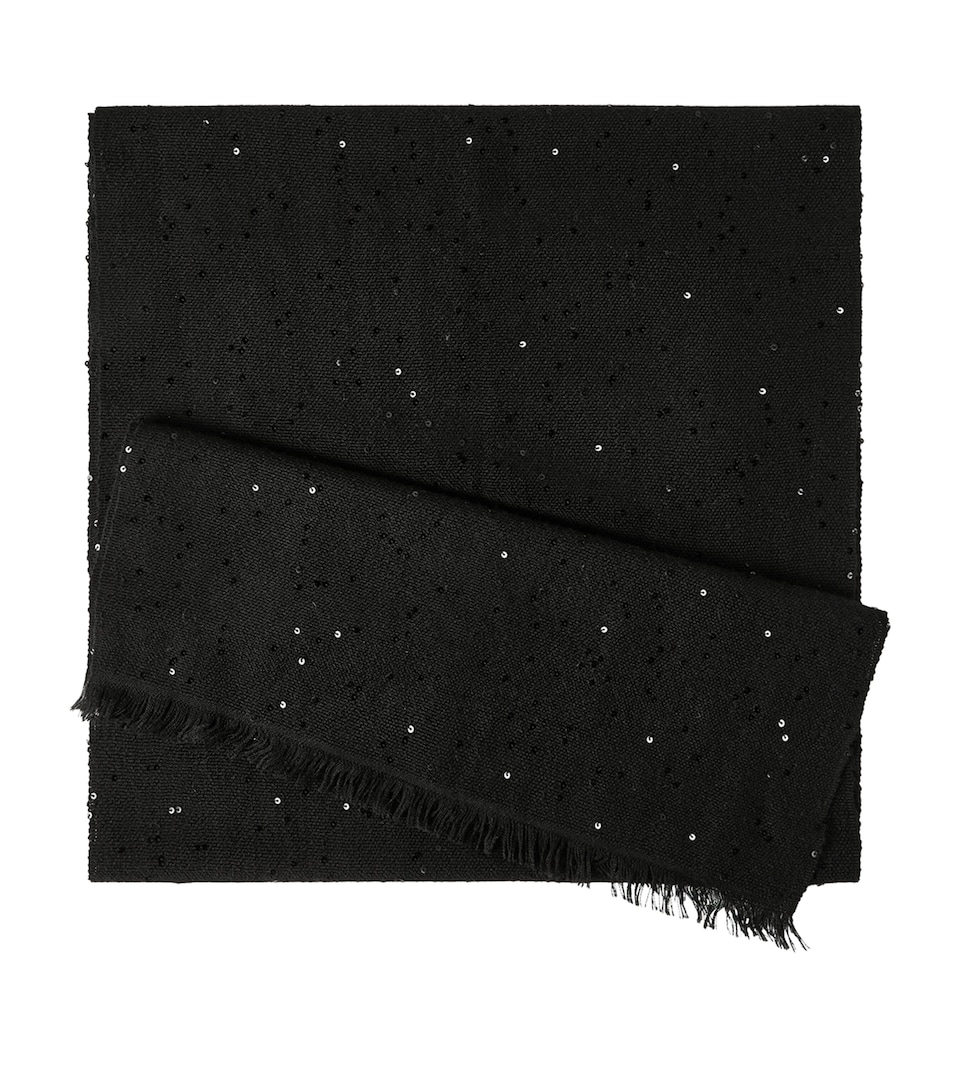 Brunello Cucinelli Cashmere-Silk Embellished Scarf