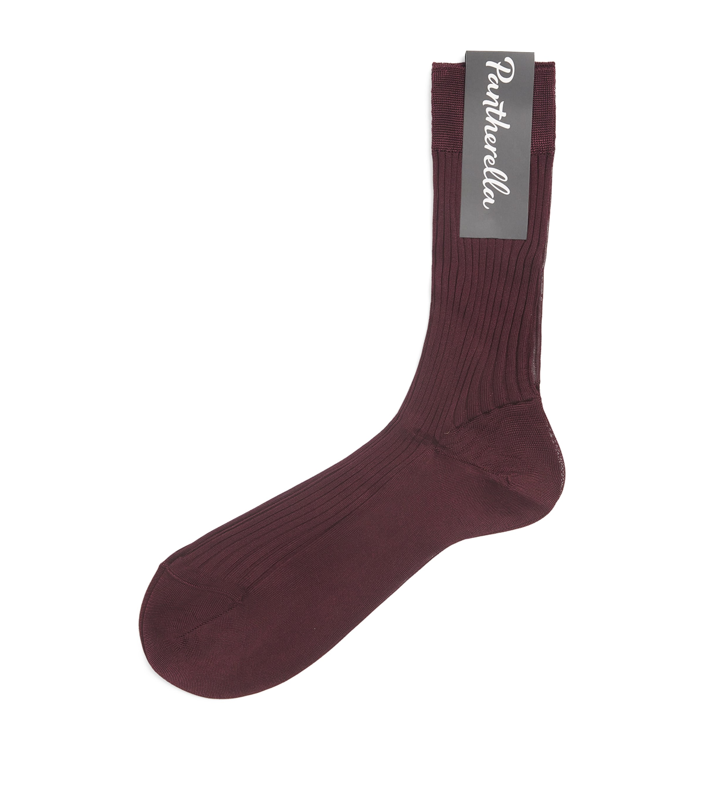 Pantherella Mens Silk Baffin Socks Burgundy