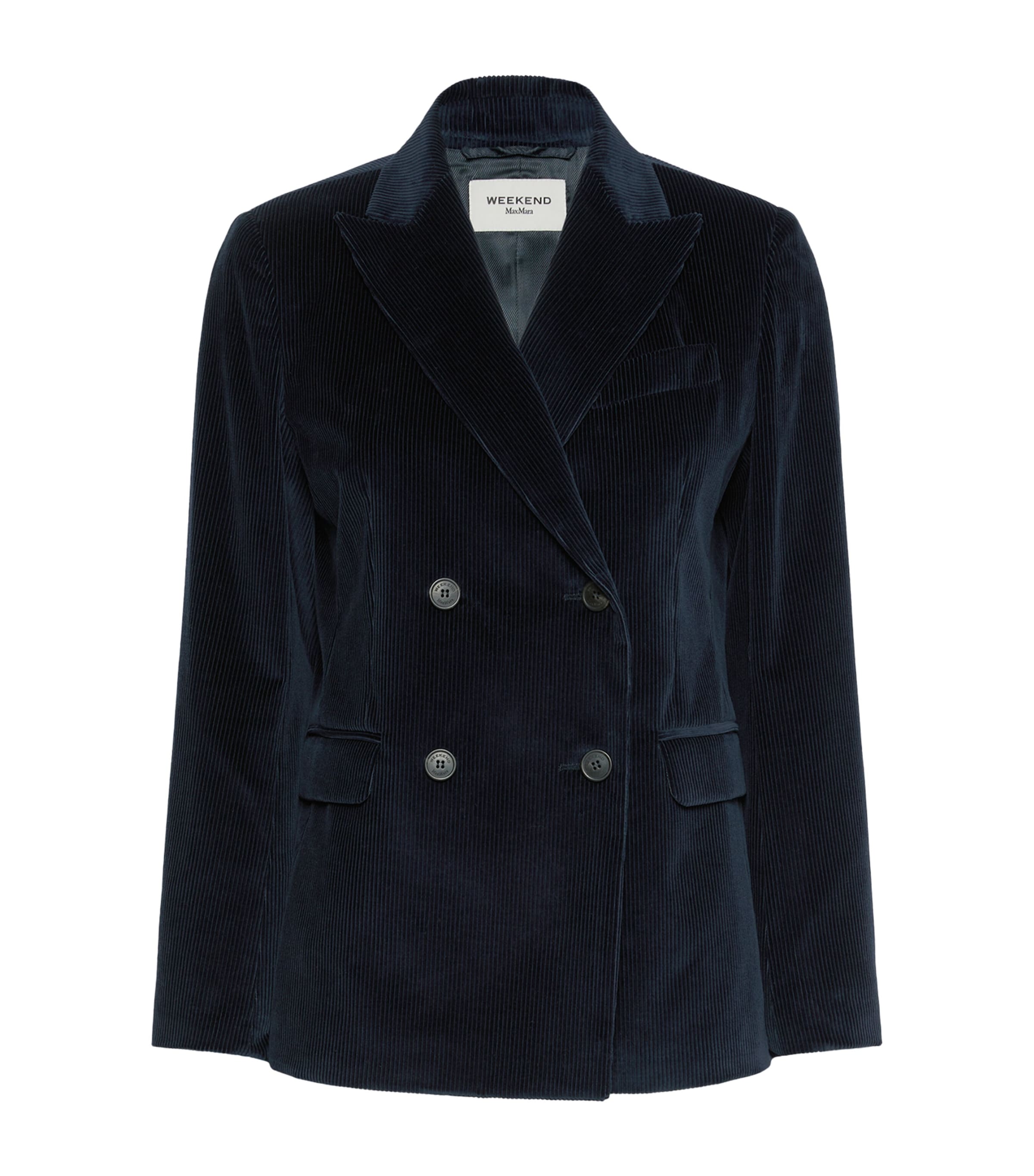 Weekend Max Mara Womens Corduroy Double-Breasted Blazer Navy